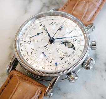 【115889】Chronoswiss クロノスイス  CH7523 ルナ クロノグラフ ブラックダイヤル SS/レザー（クロコ） 自動巻き 当店オリジナルボックス 腕時計 時計 WATCH メンズ 男性 男 紳士